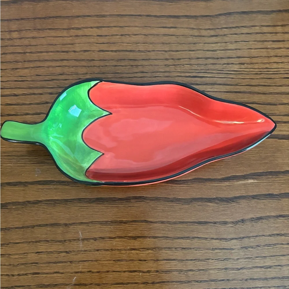 Clay art Chili Pepper Shaped Ceramic salsa dish